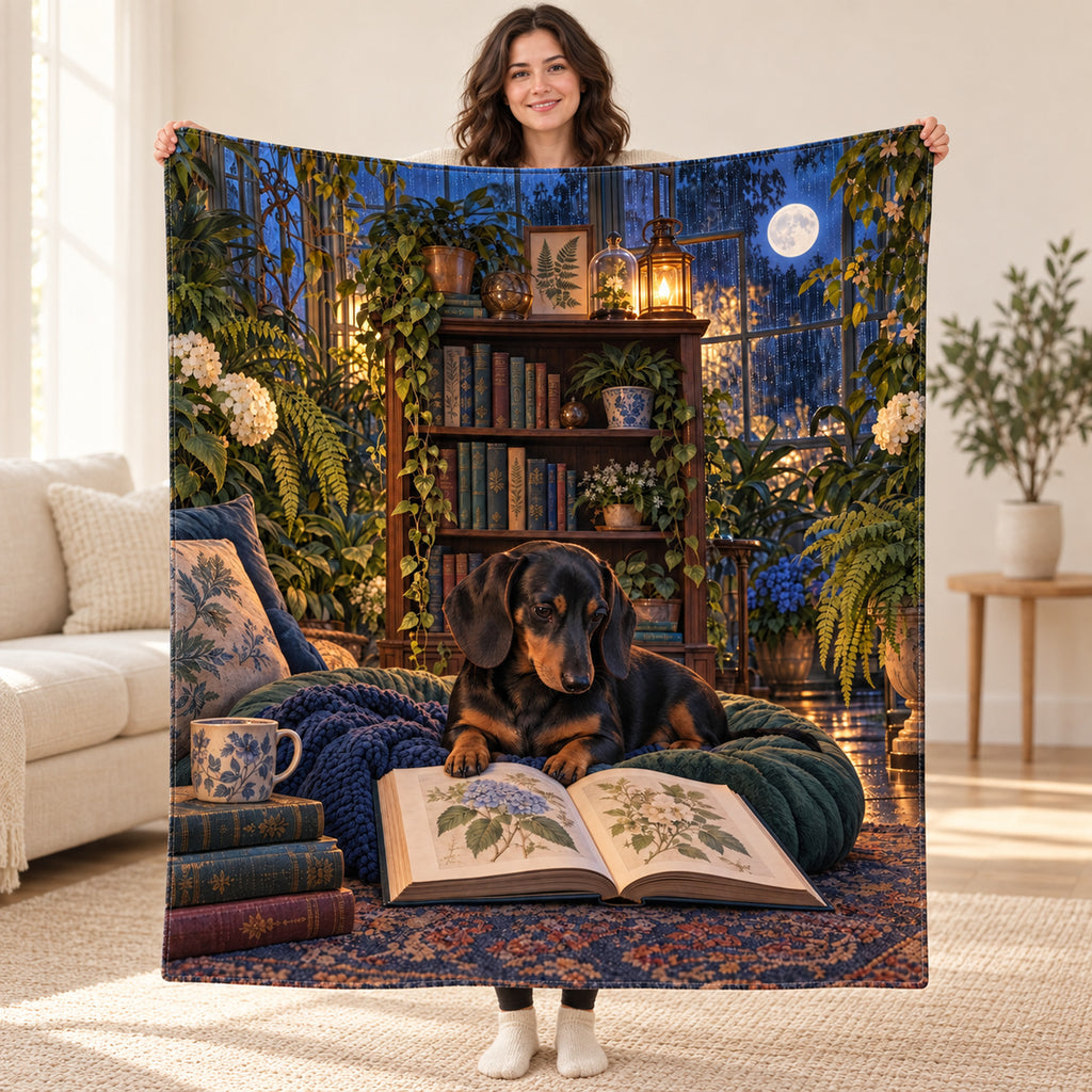 Moonlit Fernery blanket, held open