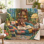 Velvet Reading Nook blanket, on a sofa
