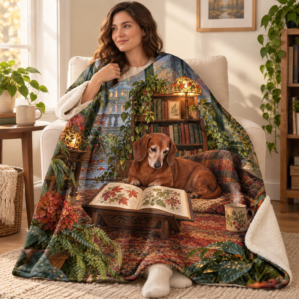 Autumn Window Seat blanket, wrapped around a reader