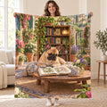 Courtyard Library blanket, held open
