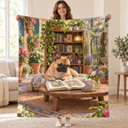 Courtyard Library blanket, held open