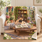 Courtyard Library blanket, on a sofa