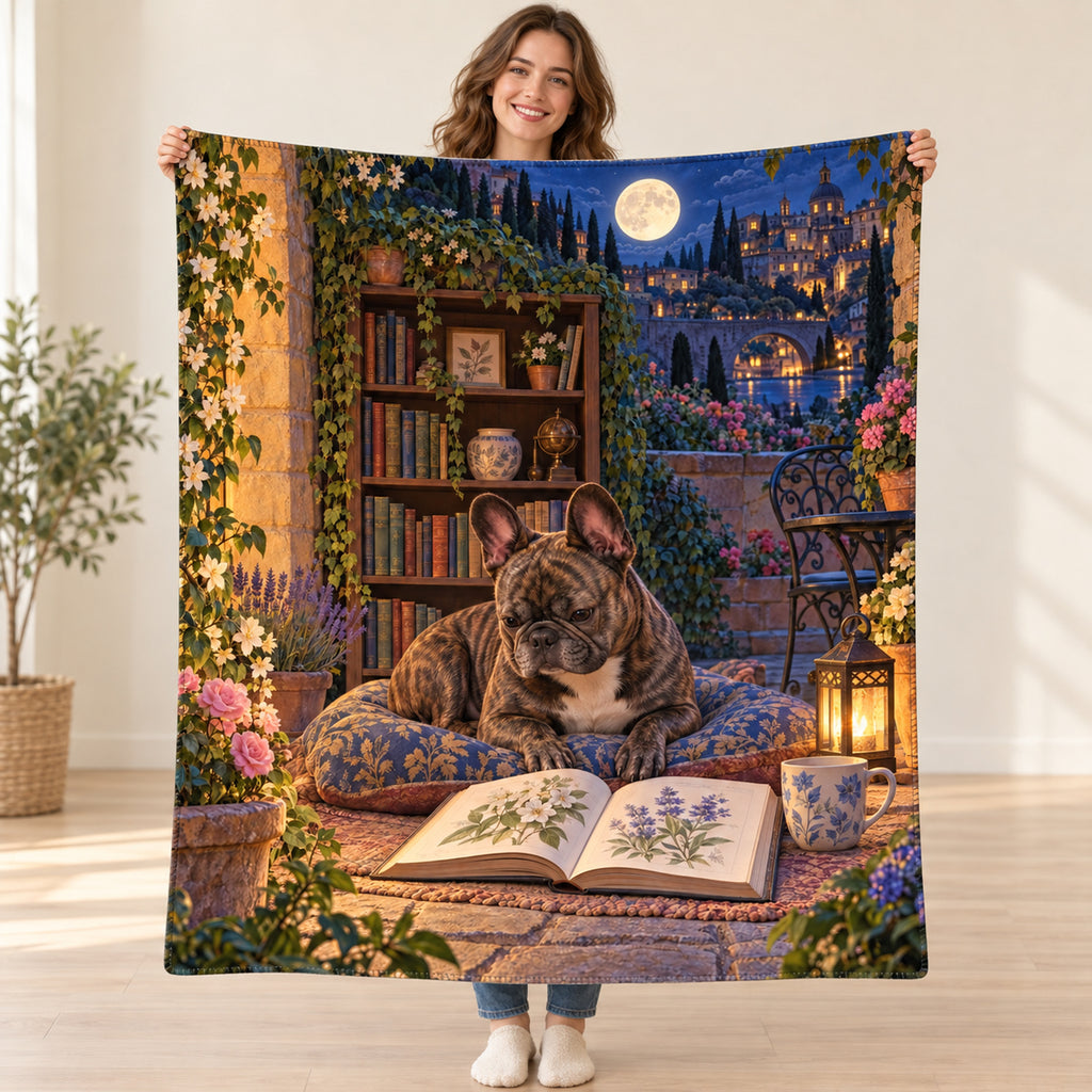 Moonlit Piazza blanket, held open