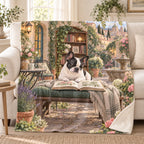 Fountain Garden blanket, on a sofa