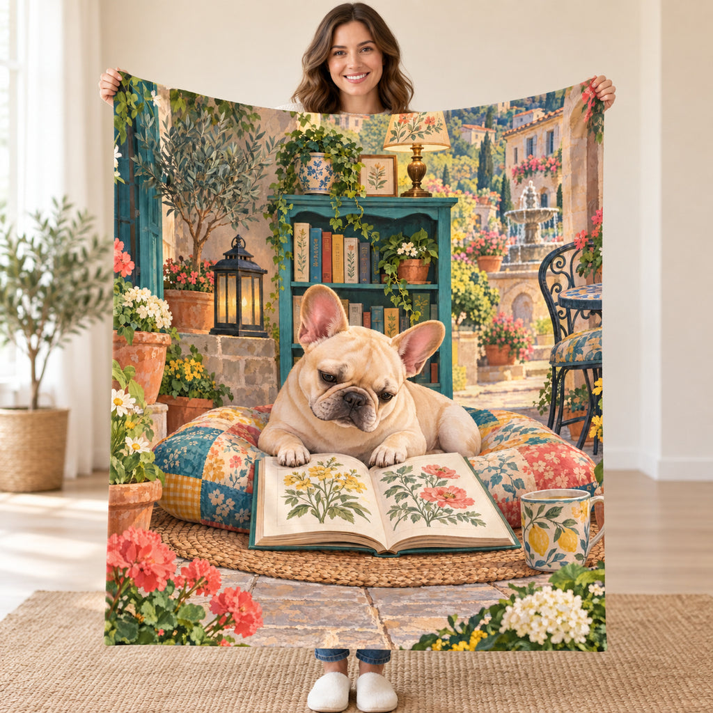 Rose Terrace Nap blanket, held open