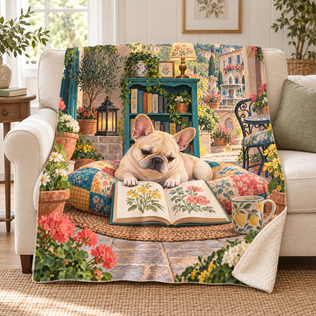 Rose Terrace Nap blanket, on a sofa