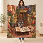 Autumn Courtyard blanket, held open