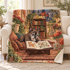 Autumn Courtyard blanket, on a sofa