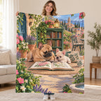 Frenchie and Pup blanket, held open