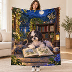 Moonlit Hydrangeas blanket, held open