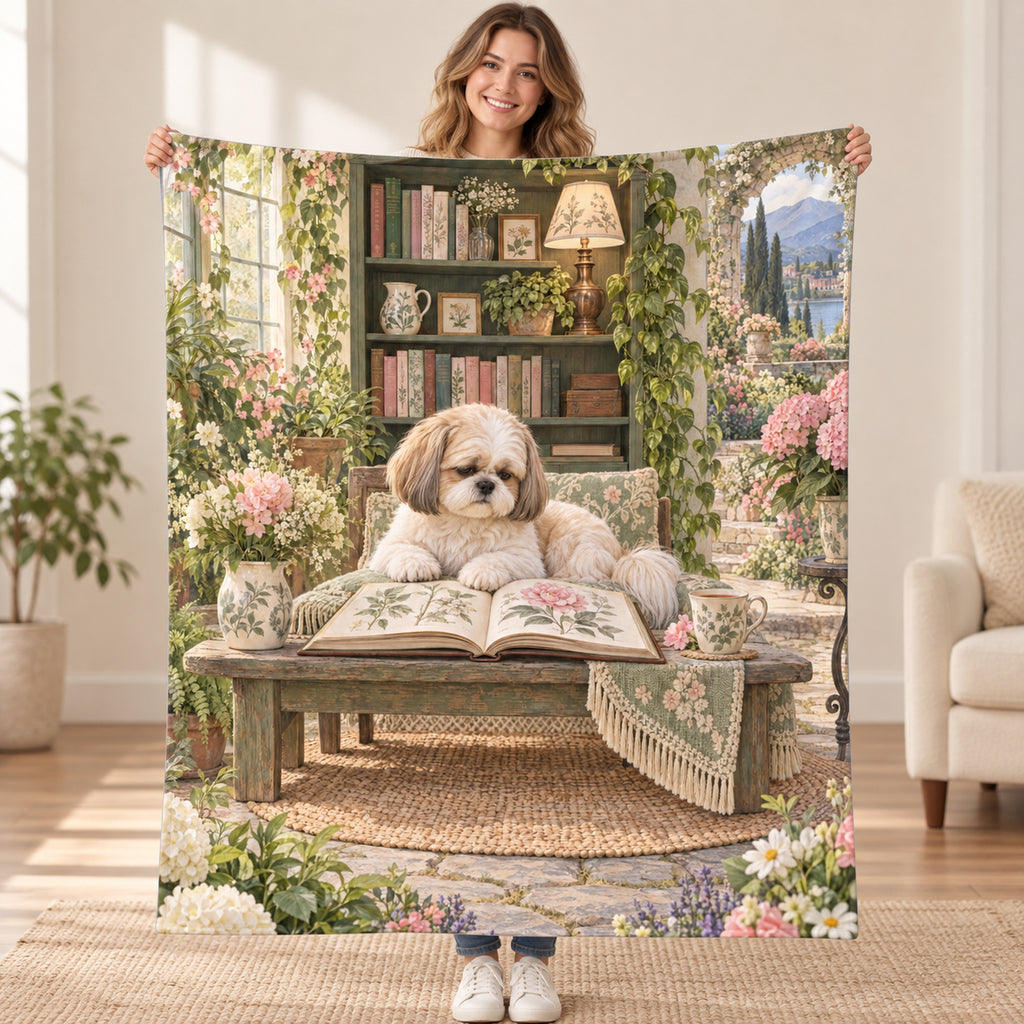 Garden Bench Nap blanket, held open