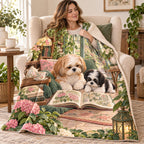 Two Shih Tzus blanket, wrapped around a reader