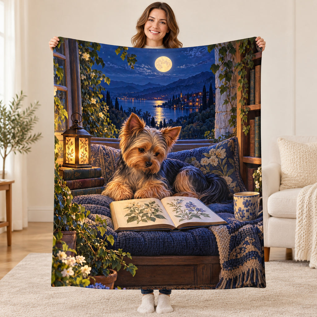 Moonlit Lake blanket, held open