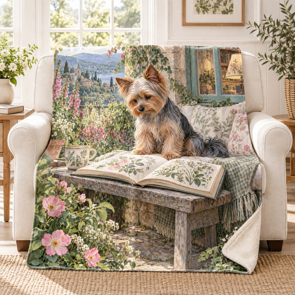 Mountain Bench blanket, on a sofa
