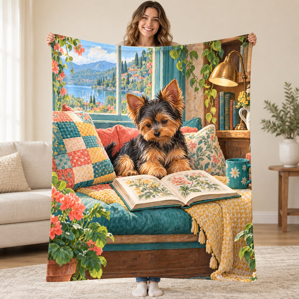 Patchwork Seat blanket, held open