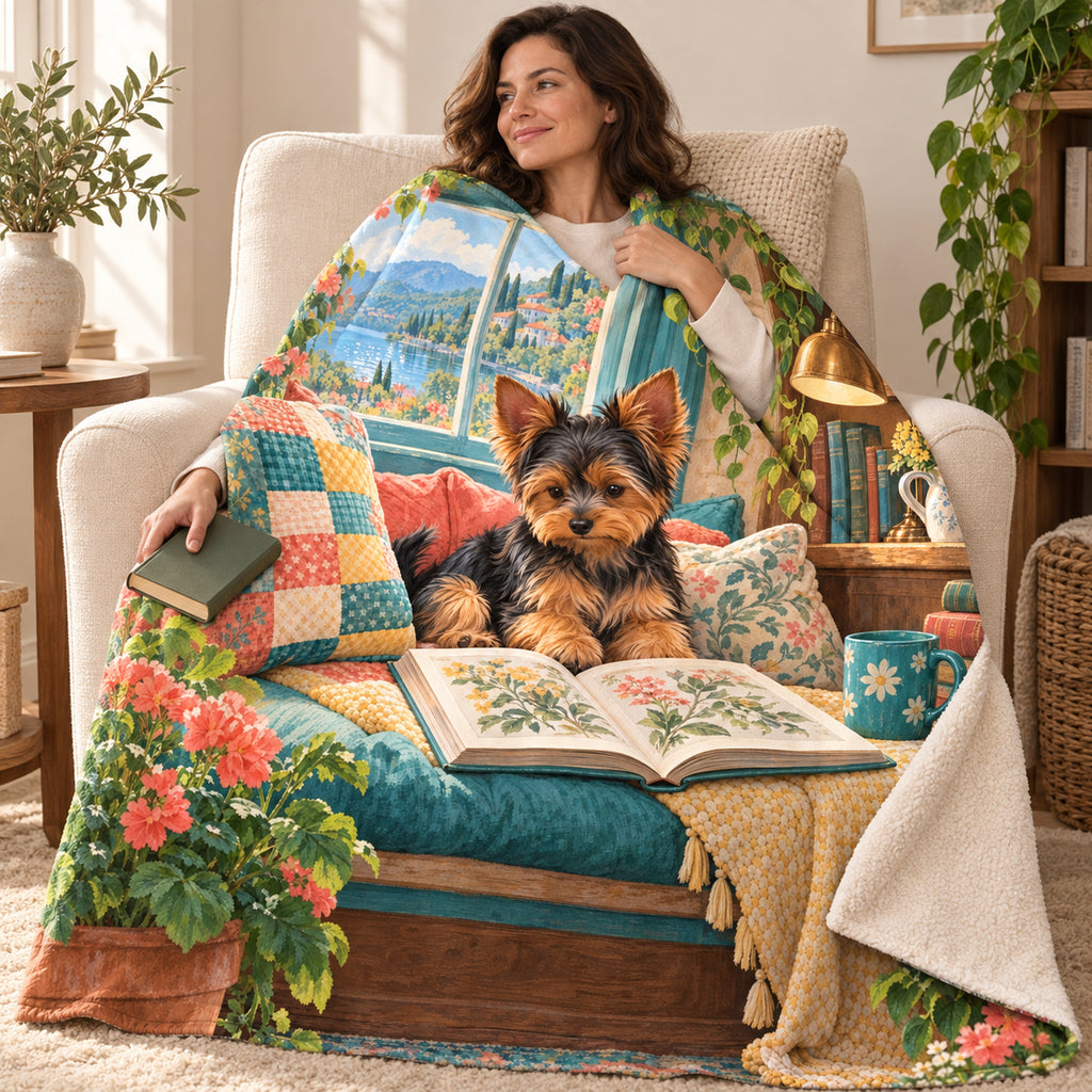 Patchwork Seat blanket, wrapped around a reader