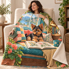 Patchwork Seat blanket, wrapped around a reader