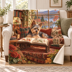 Autumn Lakeview blanket, on a sofa