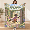 The Secret Pawden - black Labrador Retriever blanket, held open