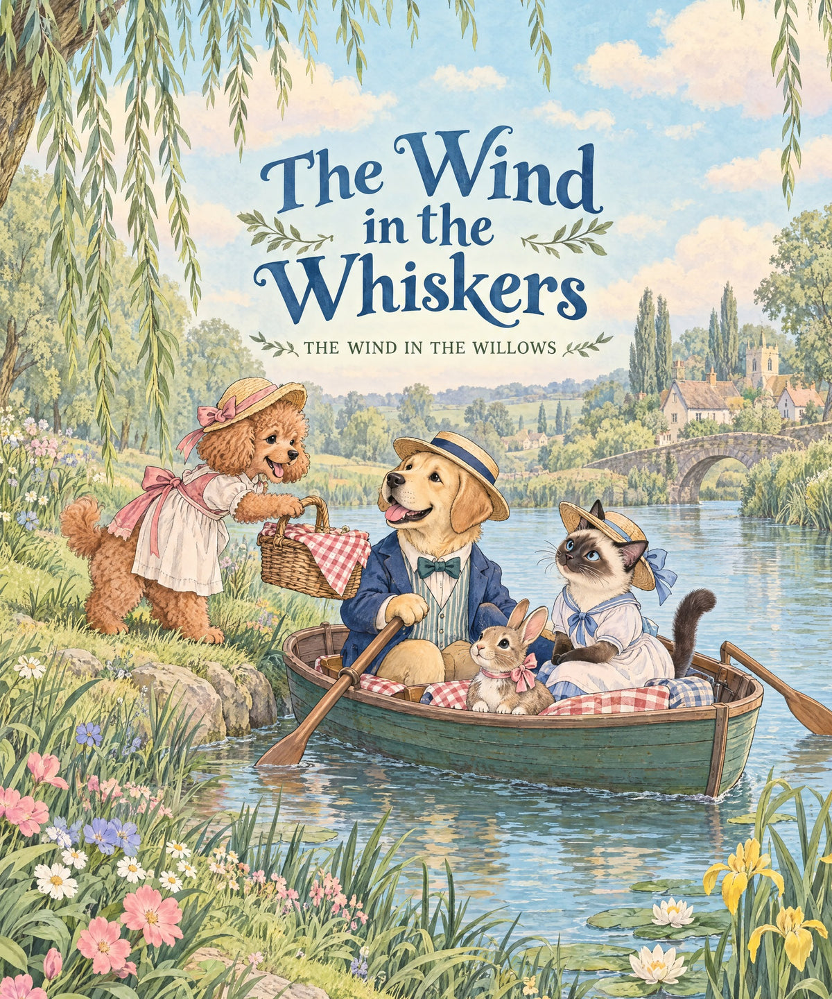 The Wind in the Whiskers - yellow Labrador Retriever blanket, full design