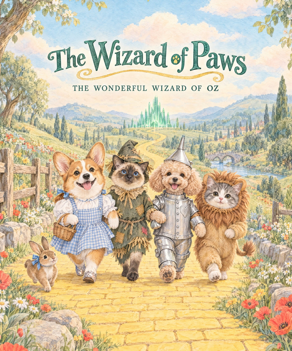 The Wizard of Paws - Pembroke Welsh Corgi blanket, full design