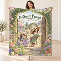 The Secret Pawden - tricolor Corgi blanket, held open