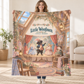 Little Woofmen - black Pug blanket, held open