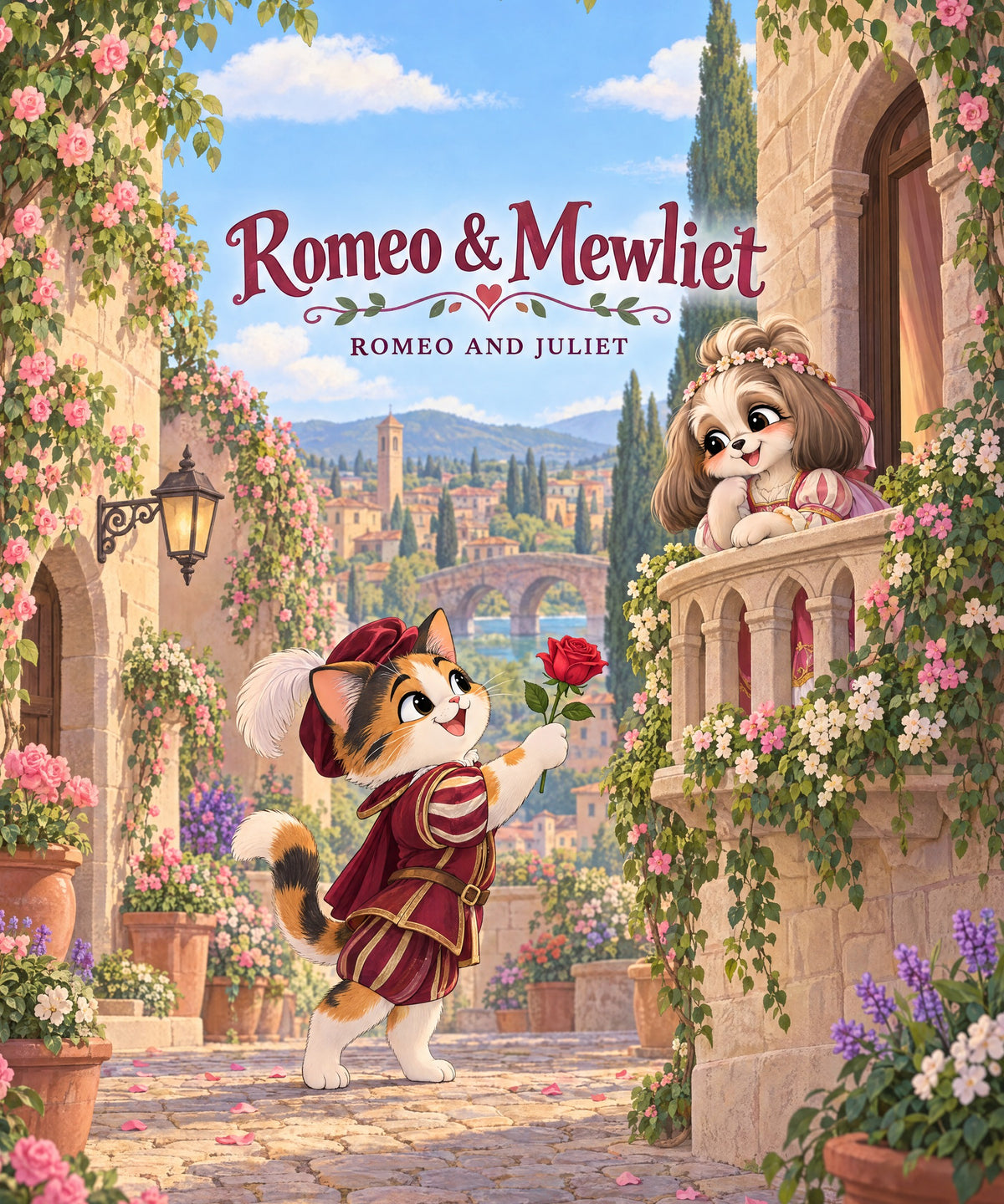 Romeo & Mewliet - calico cat blanket, full design