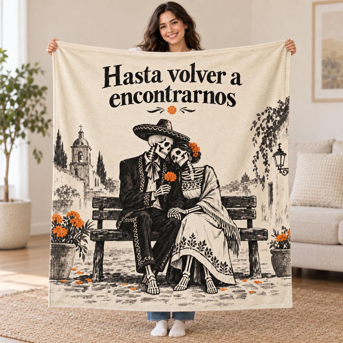 Hasta Volver a Encontrarnos blanket, held open