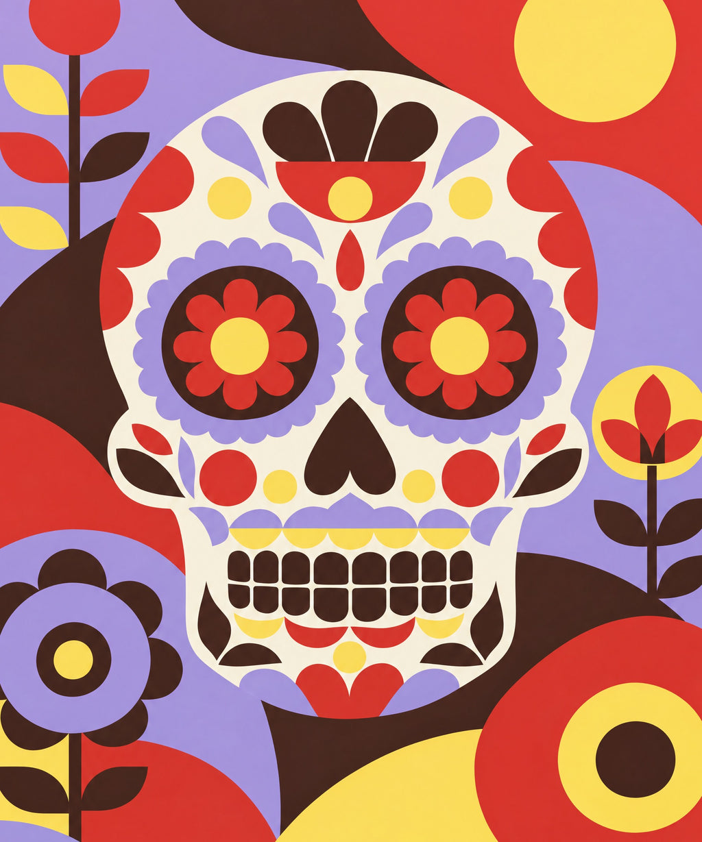 Geometric Calavera blanket, full design