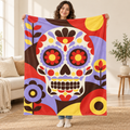 Geometric Calavera blanket, held open