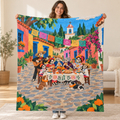Neighborhood Feast blanket, held open