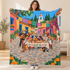 Neighborhood Feast blanket, held open