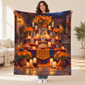 Candlelit Ofrenda blanket, held open