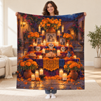 Candlelit Ofrenda blanket, held open