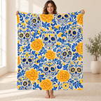Talavera Calaveras blanket, held open