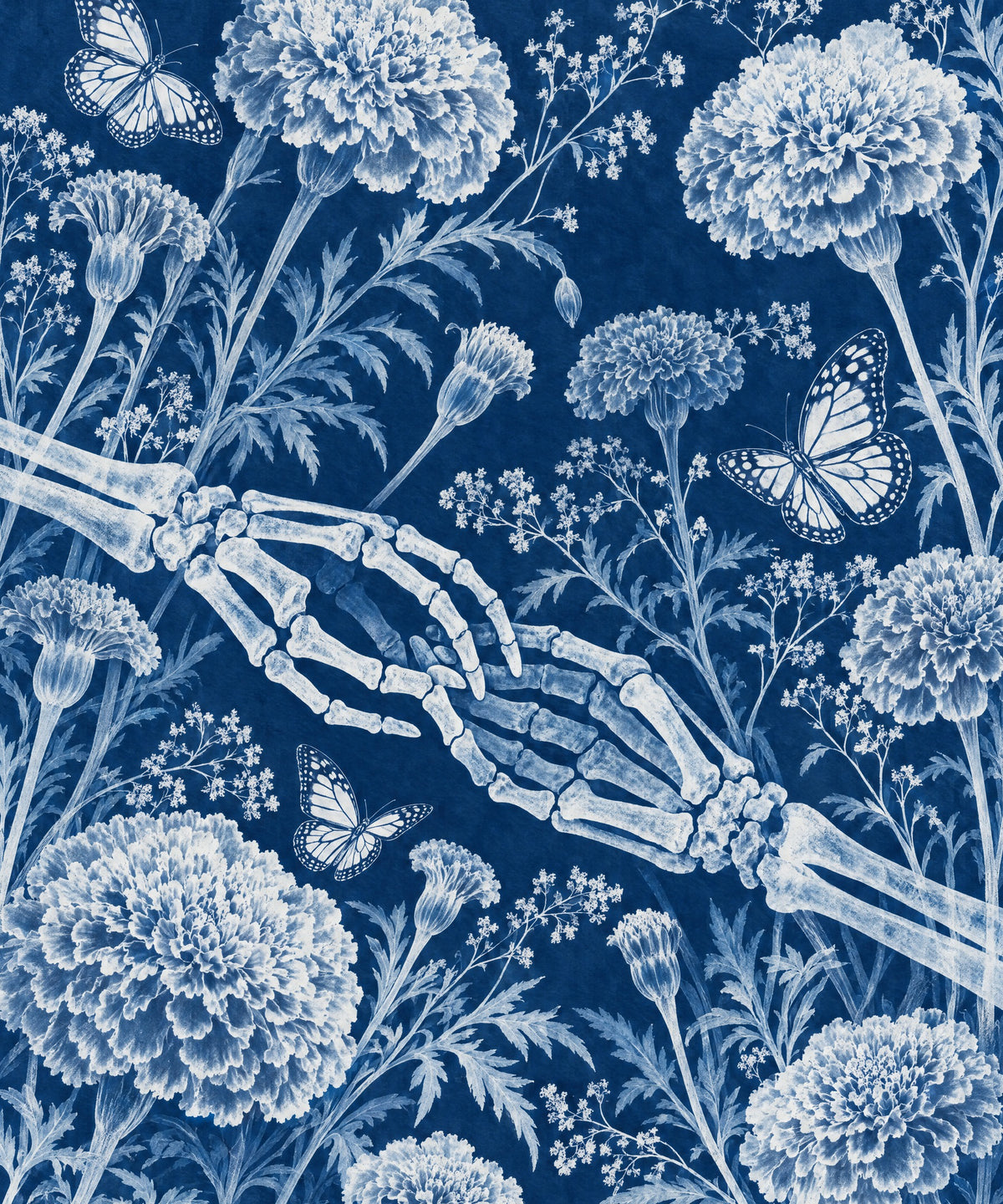 Blueprint Marigolds blanket, full design