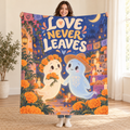 Love Never Leaves blanket, held open