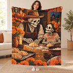 Baking Pan de Muerto blanket, held open