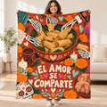 El Amor Se Comparte blanket, held open