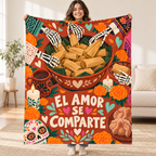 El Amor Se Comparte blanket, held open