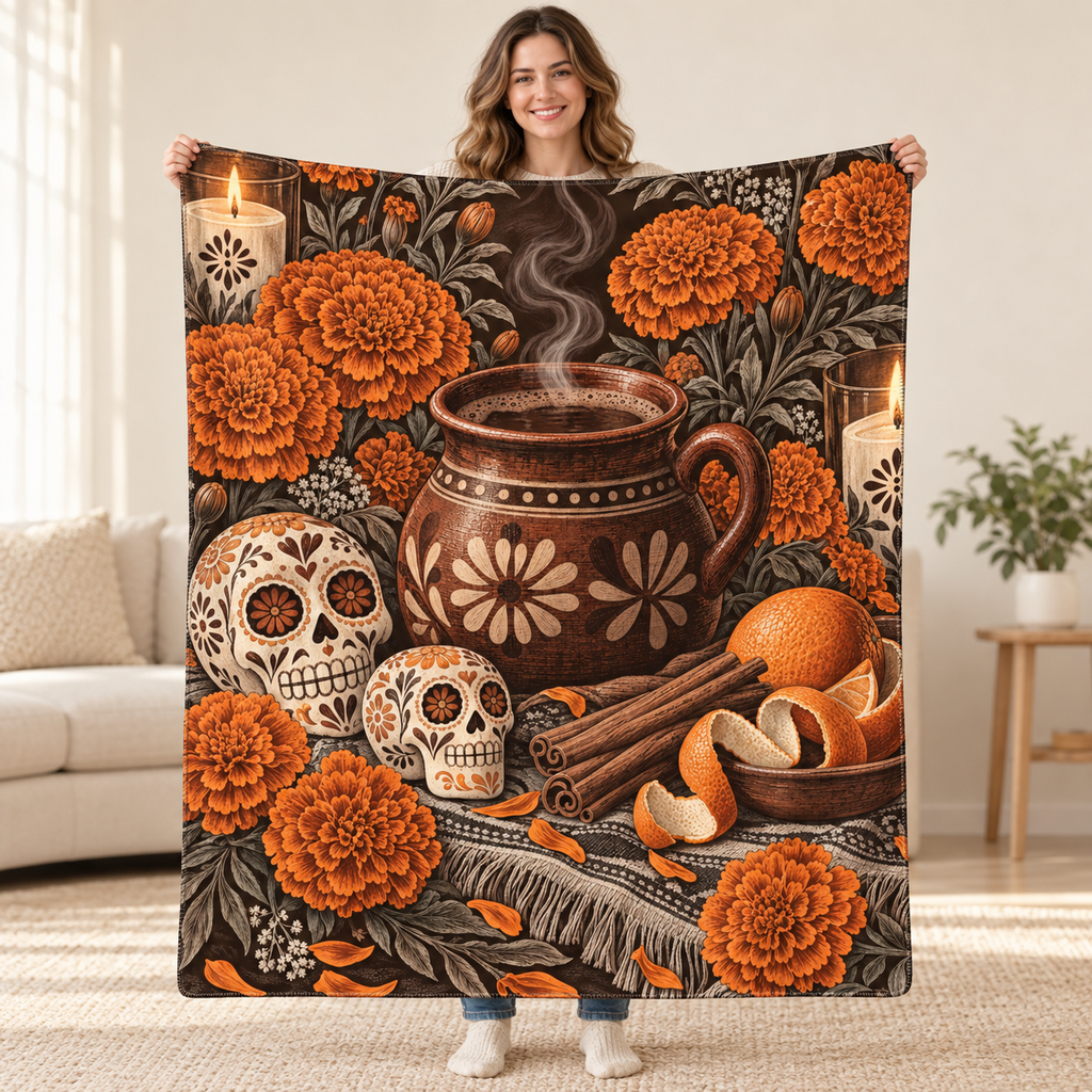 Café de Olla blanket, held open