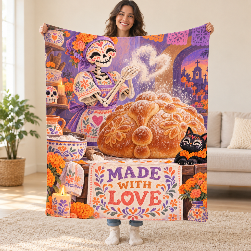 Made with Love blanket, held open