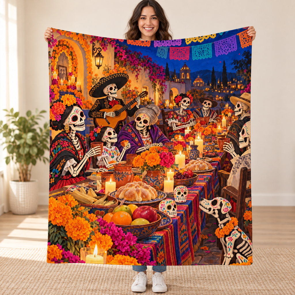 Feast by Candlelight blanket, held open
