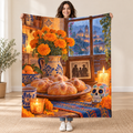 Pan de Muerto by the Window blanket, held open