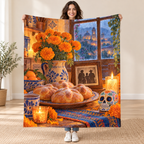 Pan de Muerto by the Window blanket, held open