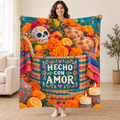 Hecho con Amor blanket, held open
