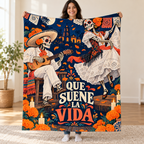 Que Suene la Vida blanket, held open