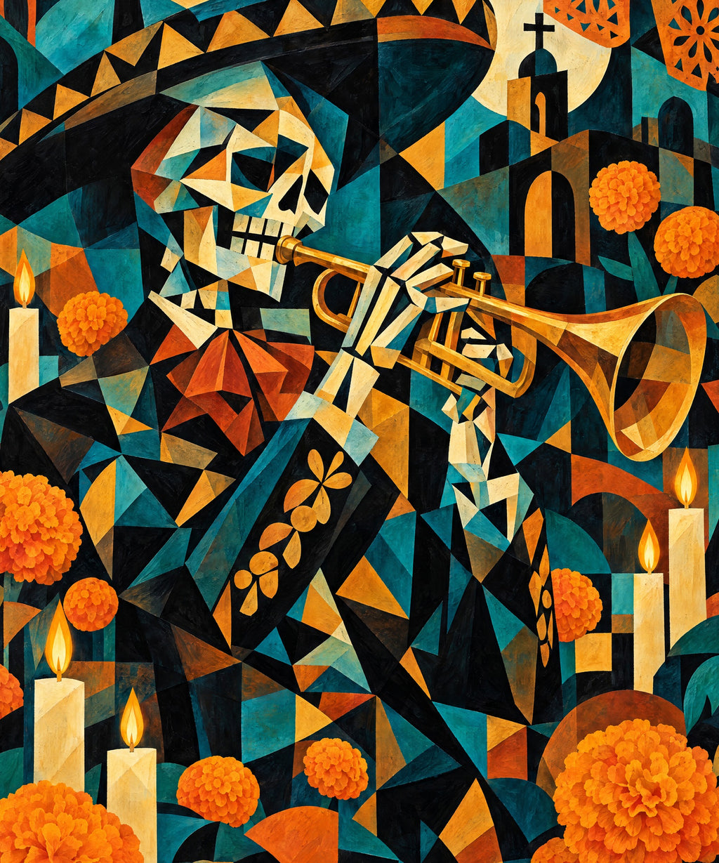 Cubist Trumpet blanket, full design