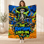 The Rhythm Lives On blanket, held open